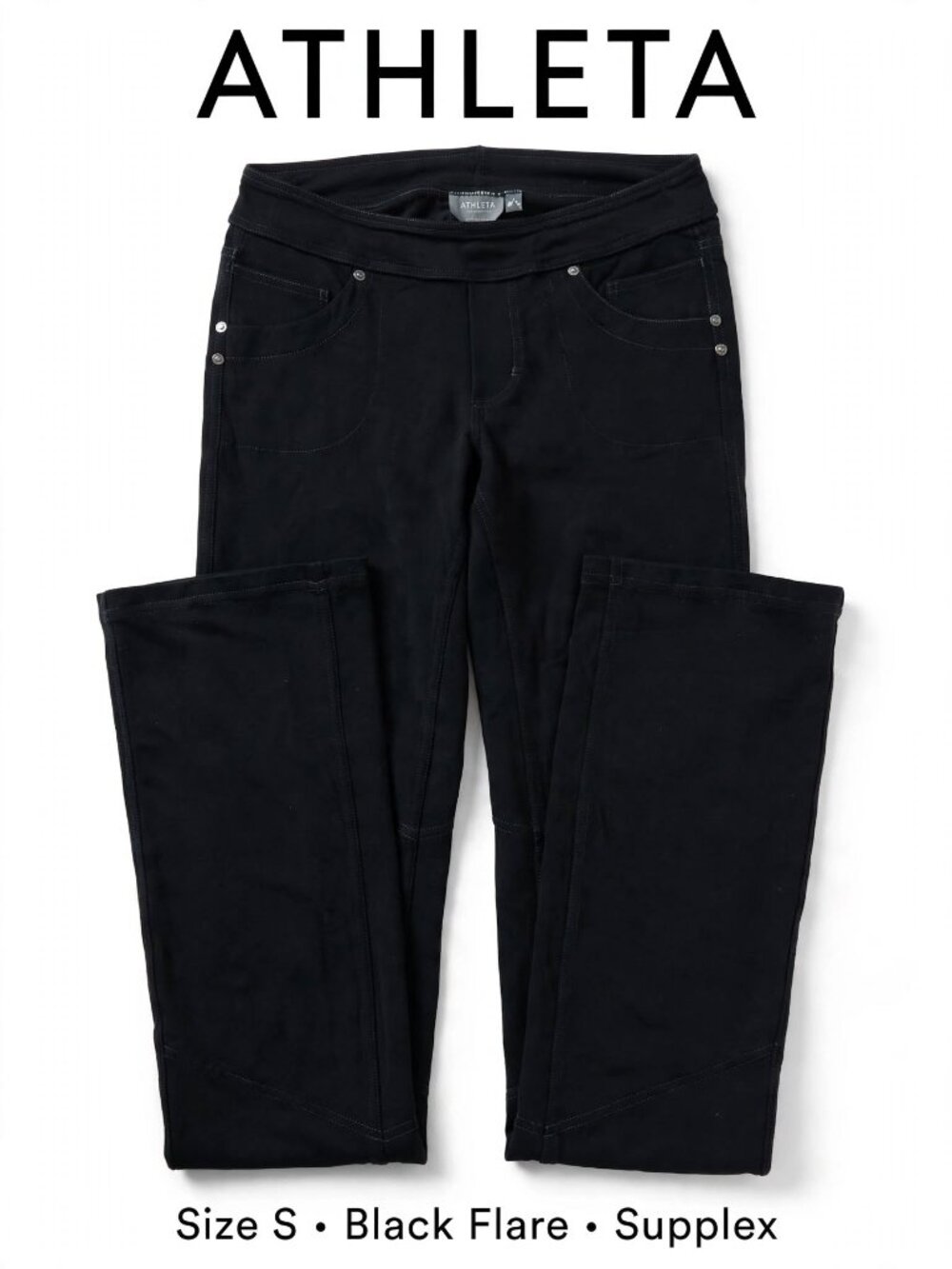 Athleta Black Flare Pants | Size S | Supplex Nylon Stretch | Style 963999